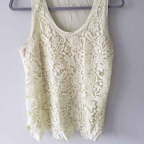 J. Crew Crochet Floral Lace Front Overlay Tank szS - Picture 2 of 15